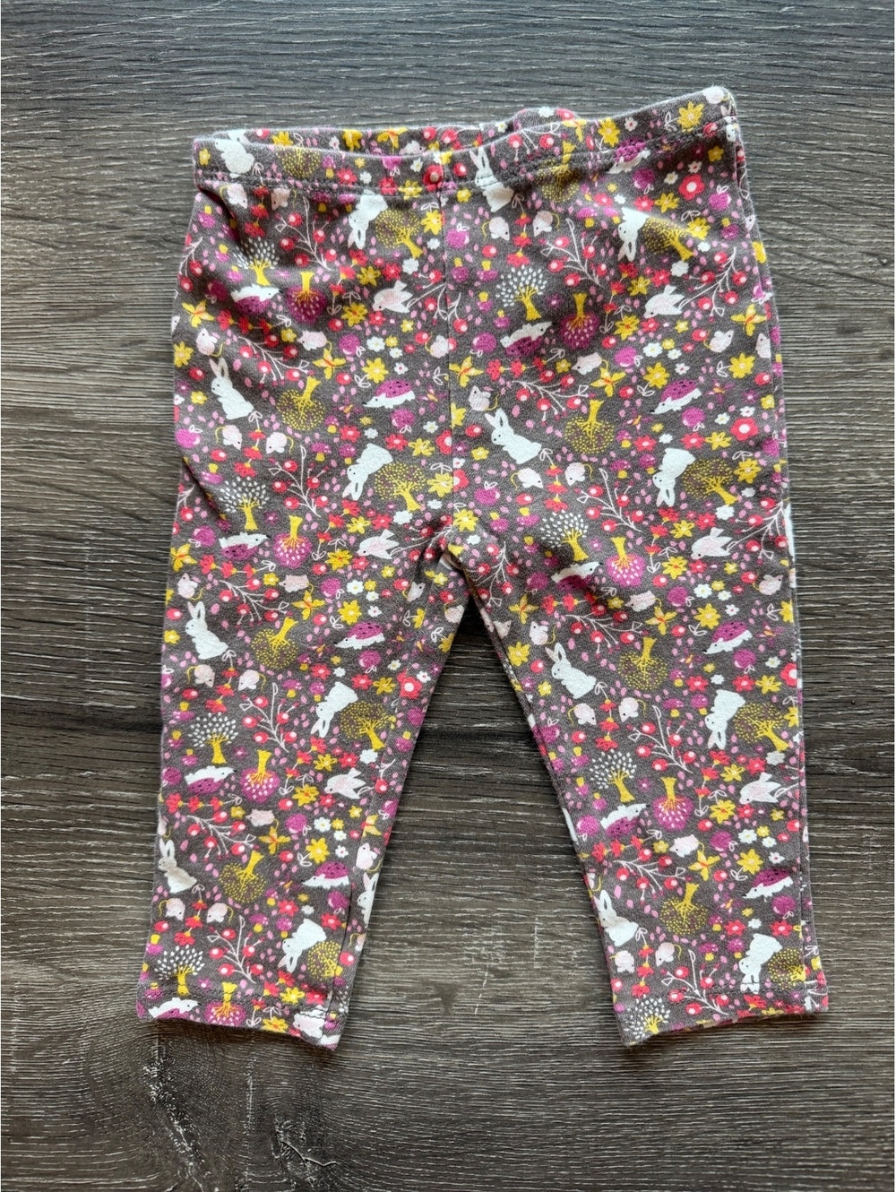 Little Wonders Woodland Animal Floral Leggings 12M Baby Girls Gray Cotton Pants